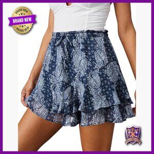 Flowy Skorts with Chiffon Ruffle Tennis Mini Skirt Boho Summer Shorts